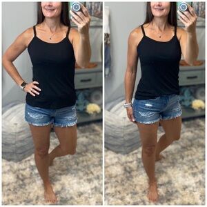 ❤️‍🔥Ribbed Spaghetti Strap Loose Tank Top Black 3021